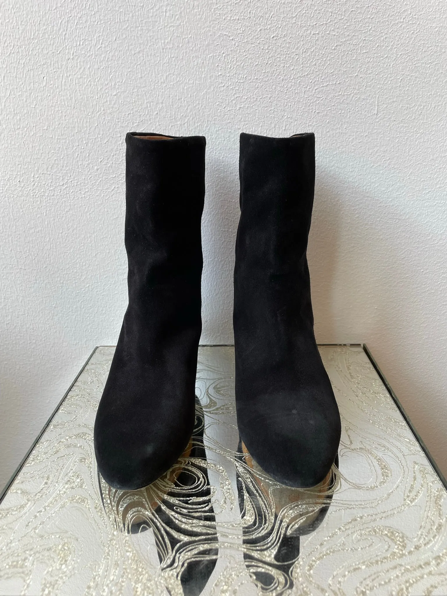 00's Black Suede Mid Calf Boots by Isabel Marant