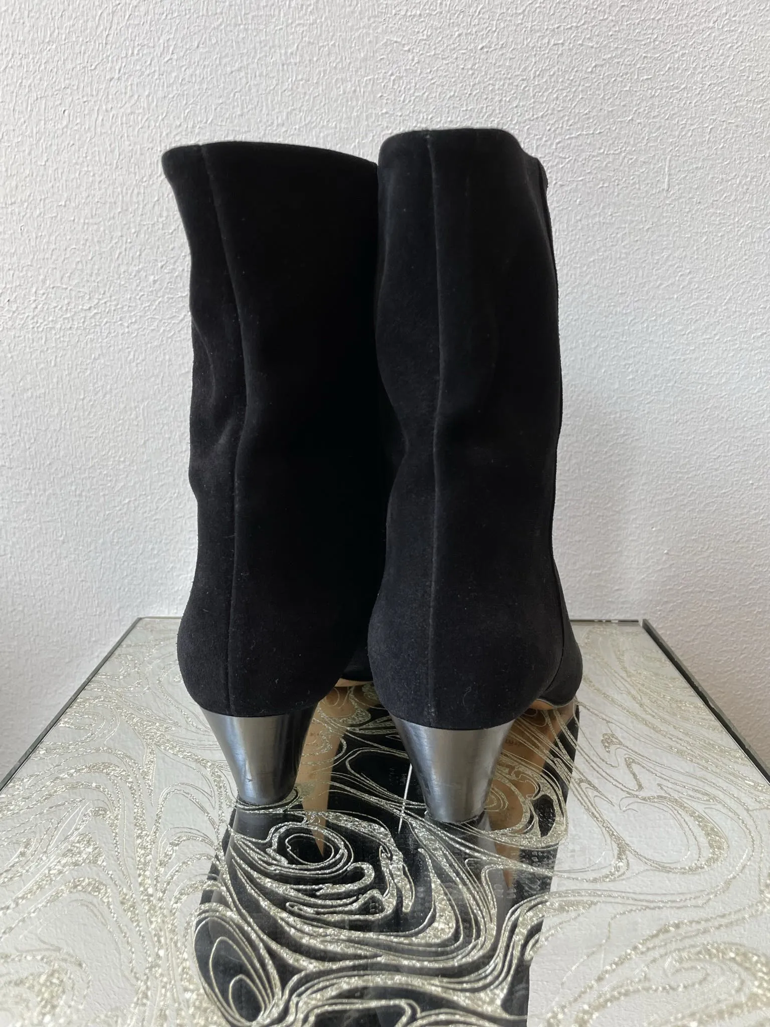 00's Black Suede Mid Calf Boots by Isabel Marant