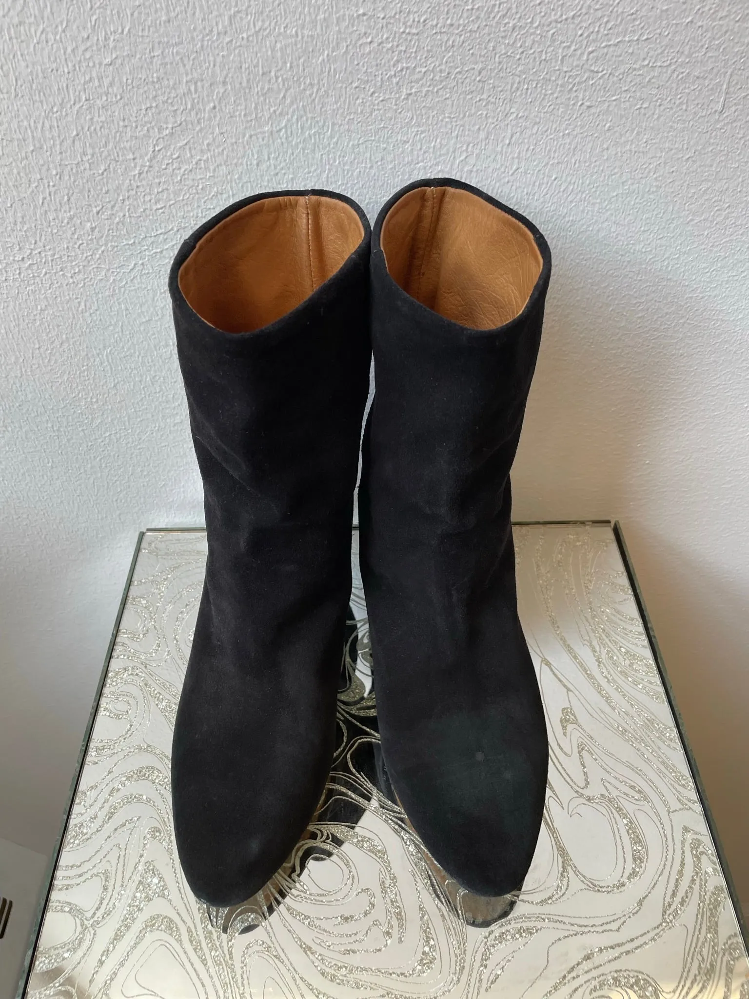 00's Black Suede Mid Calf Boots by Isabel Marant