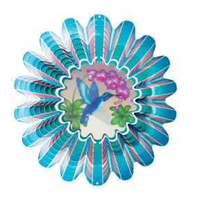 12" Animated Blue Hummingbird Wind Spinner