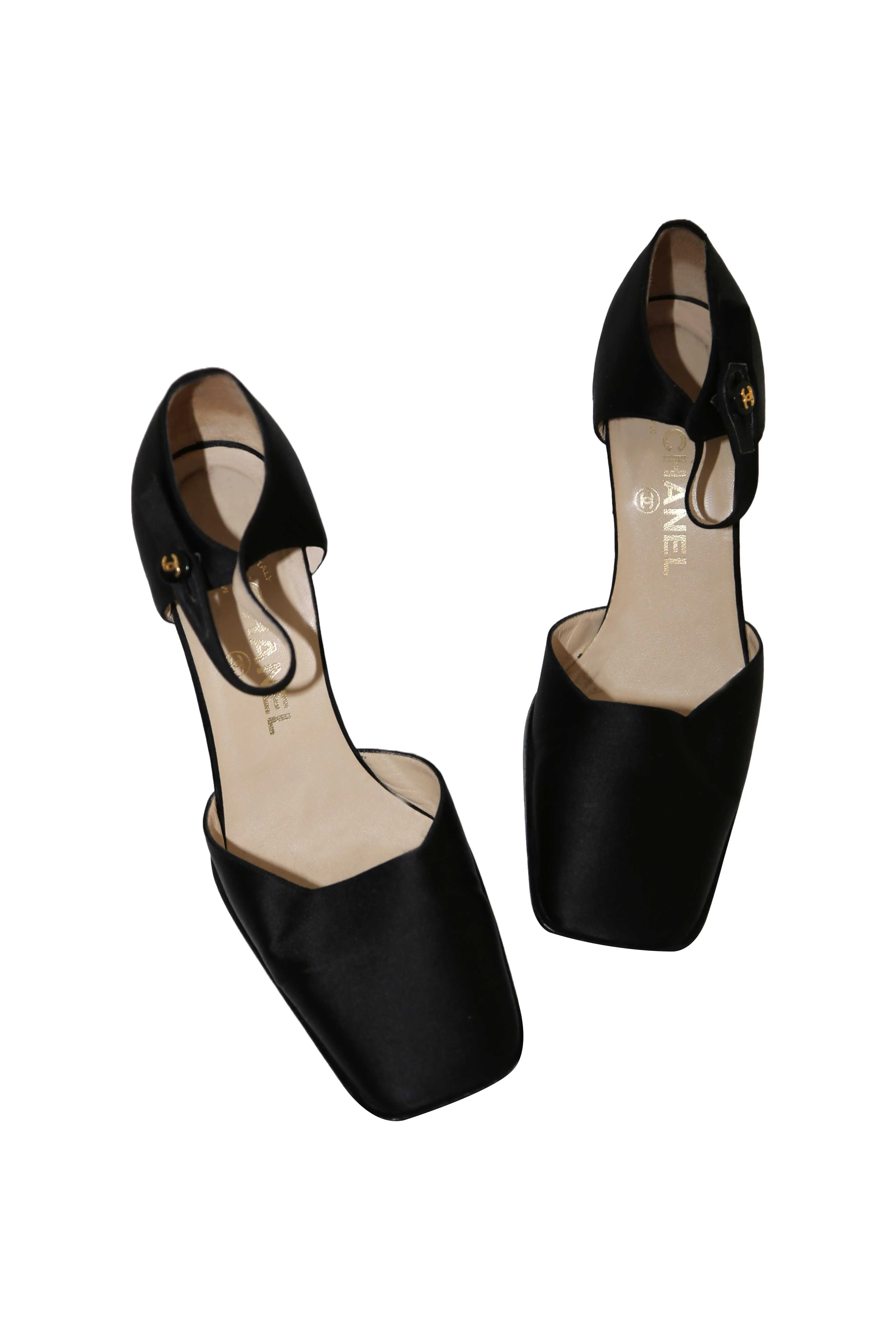 1998 Slingback Classic Black Square Toe Heels