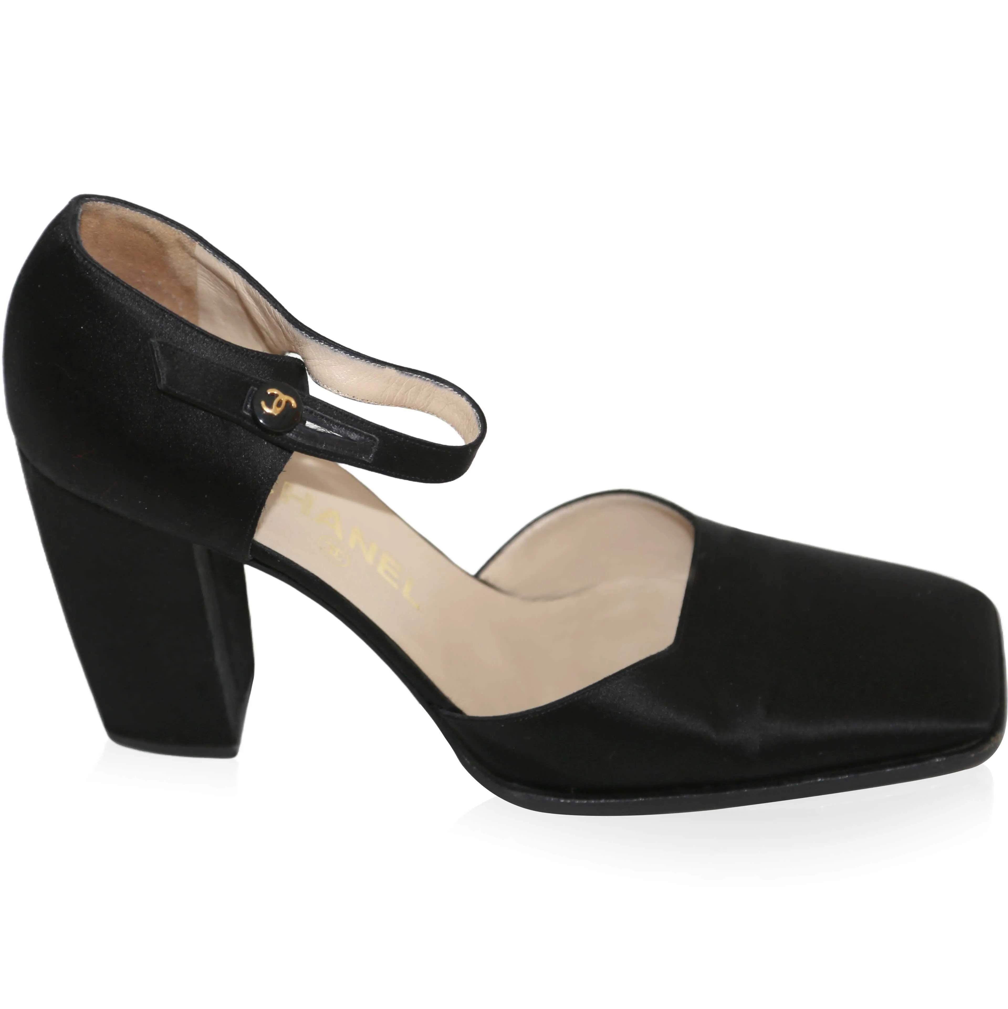 1998 Slingback Classic Black Square Toe Heels