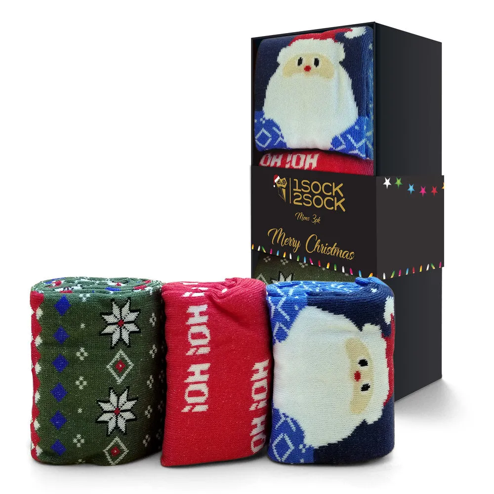 3 PACK CHRISTMAS SOCKS SANTA