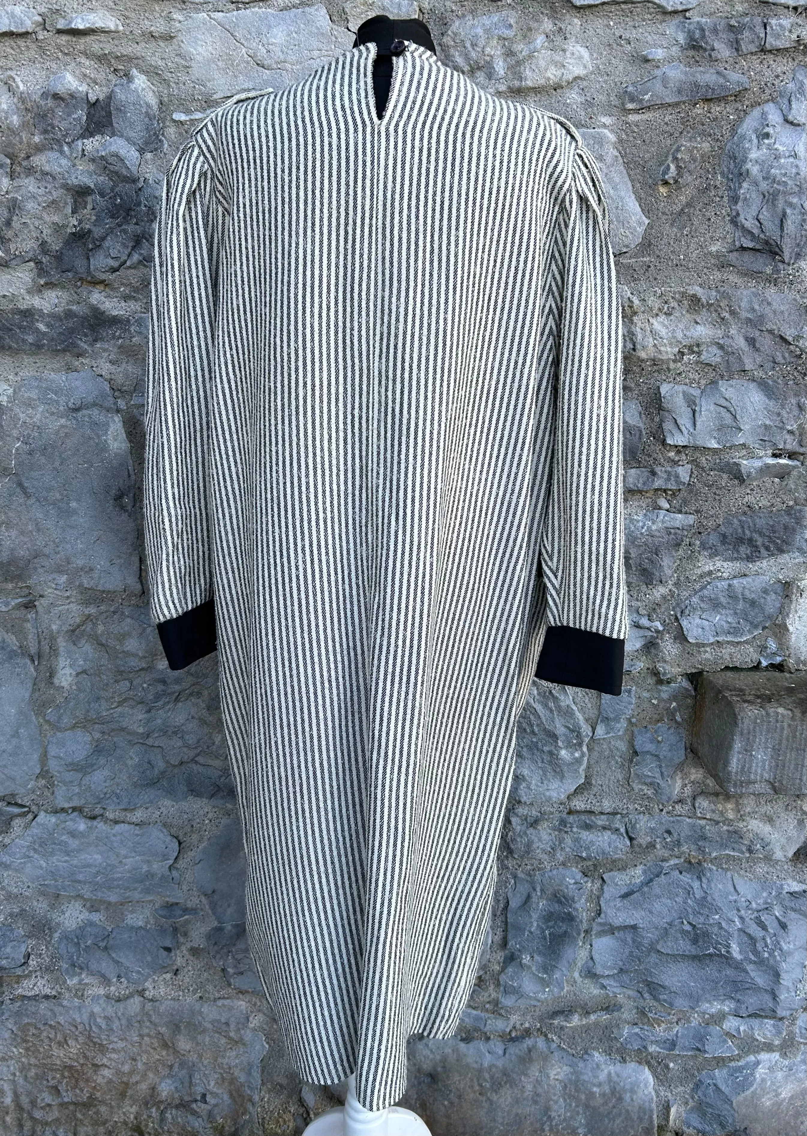 80s grey stripy dress uk 10-12