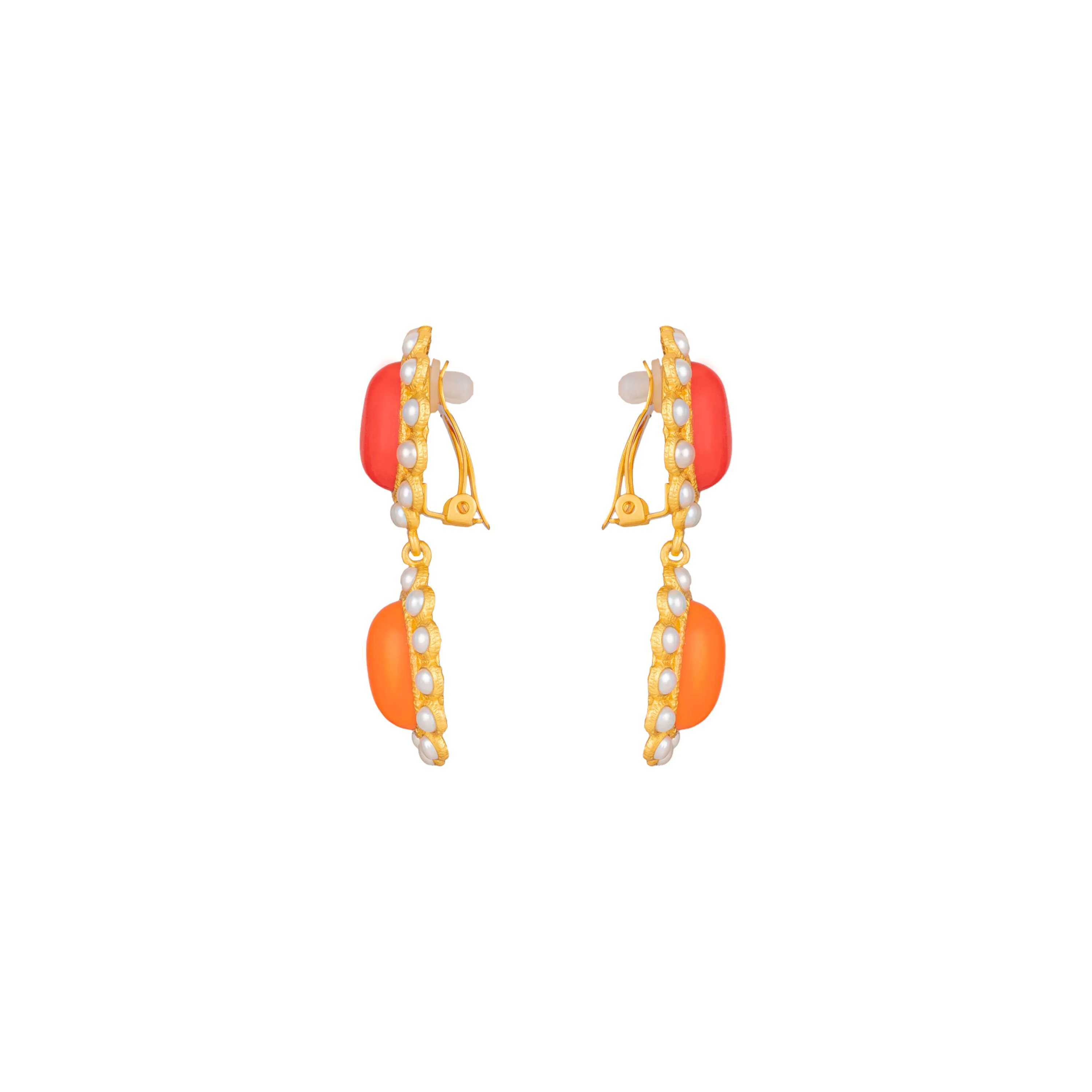 Ada Earrings Red & Orange Coral