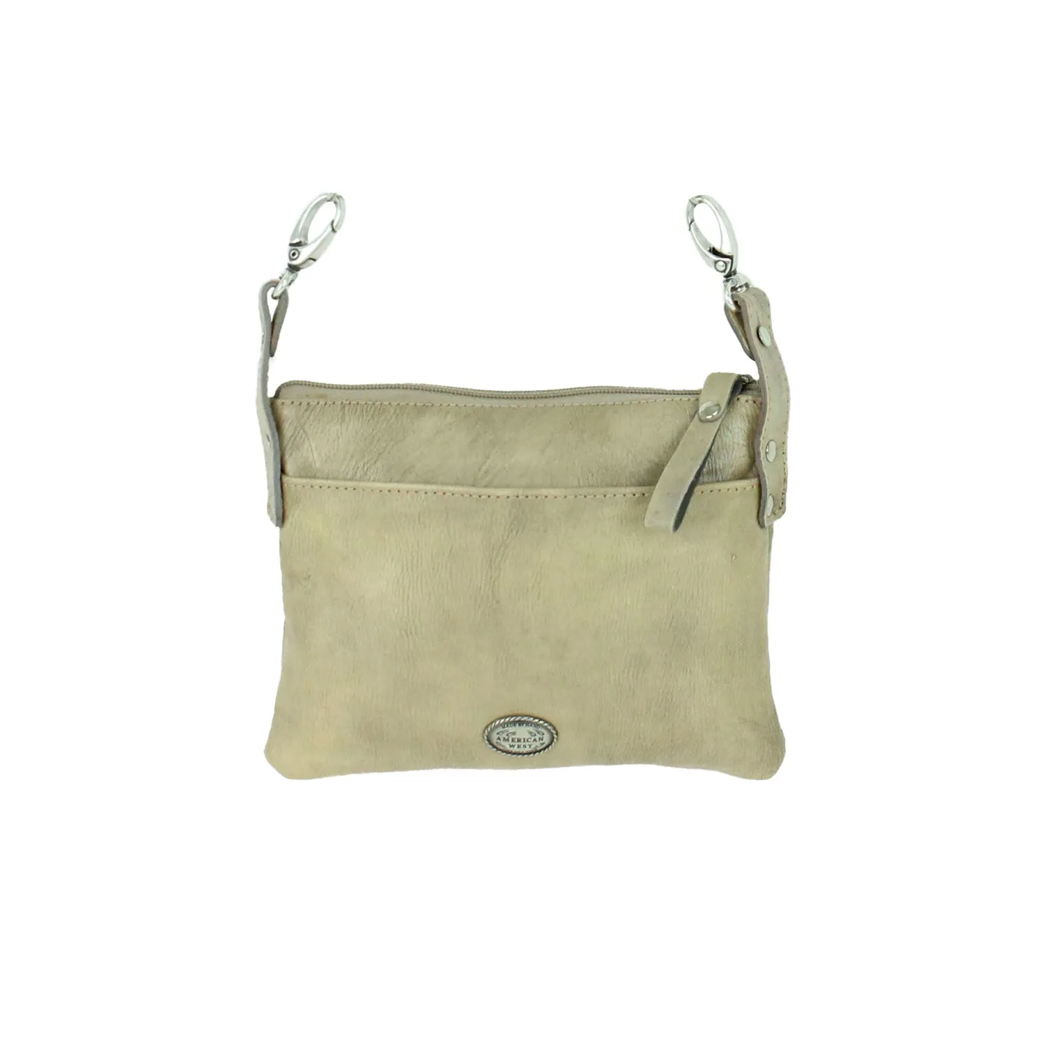 American West Womens Driftwood Sand Leather Crossbody Bag