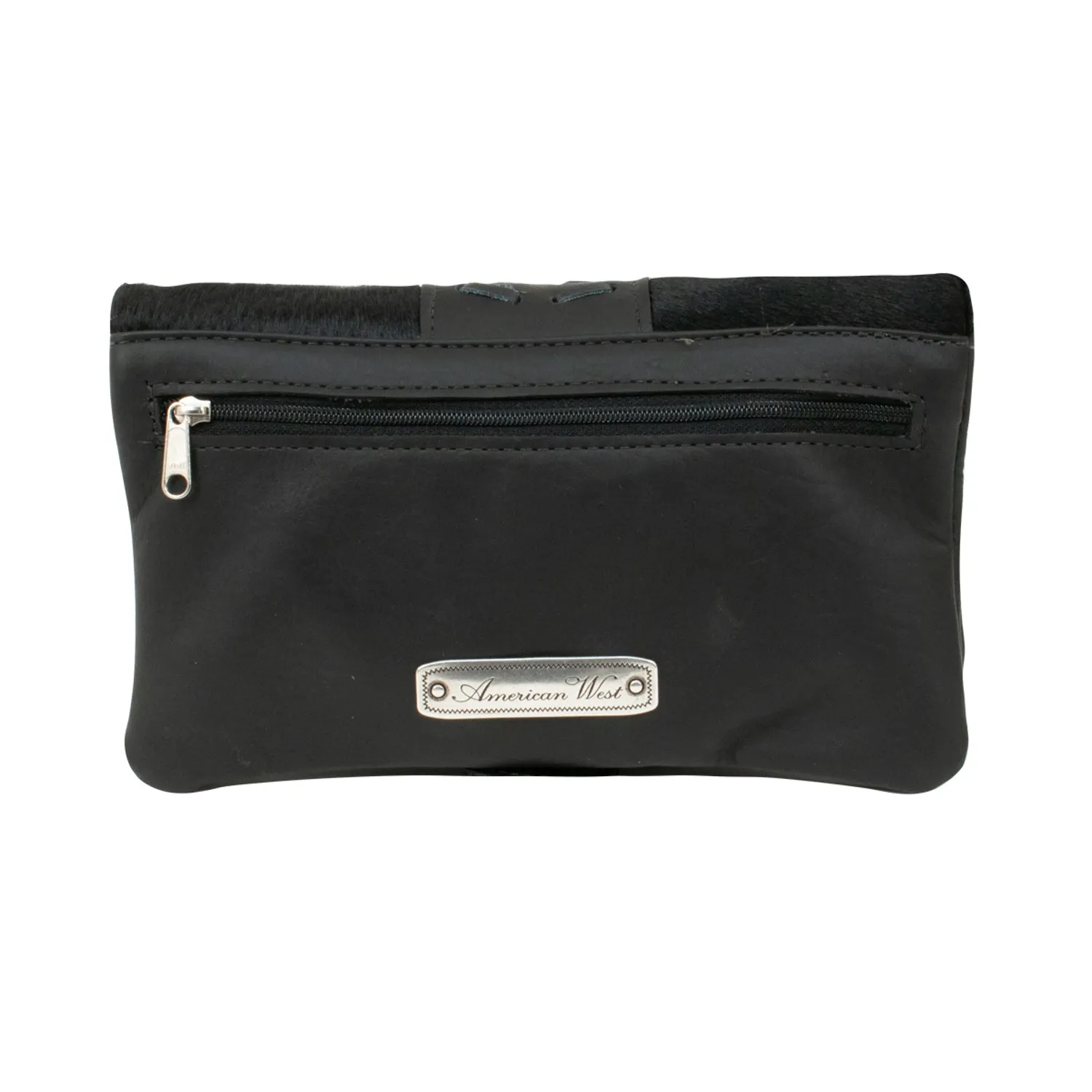 American West Womens Grab and Go Black Hair-On Leather Crossbody Bag