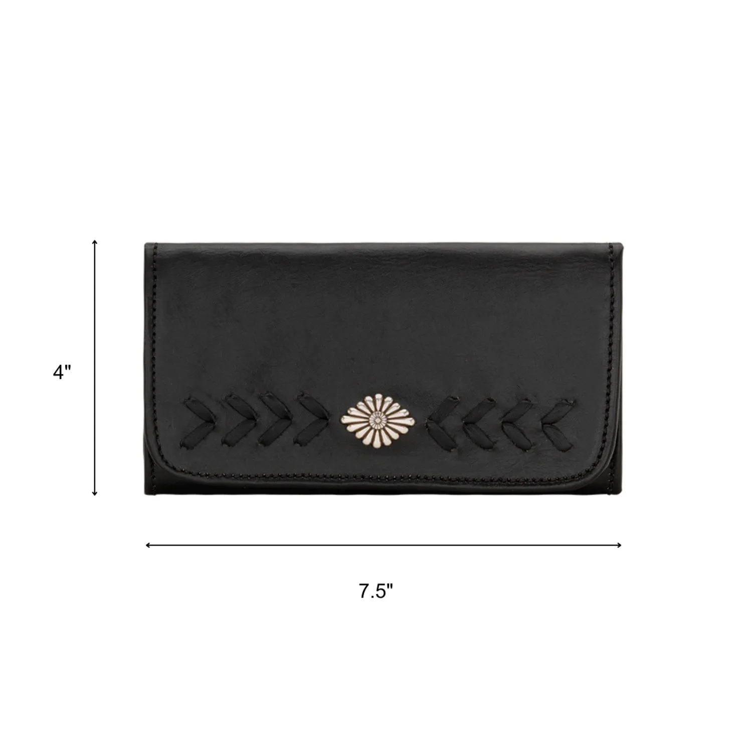 American West Womens Mohave Canyon Black Leather Trifold Wallet