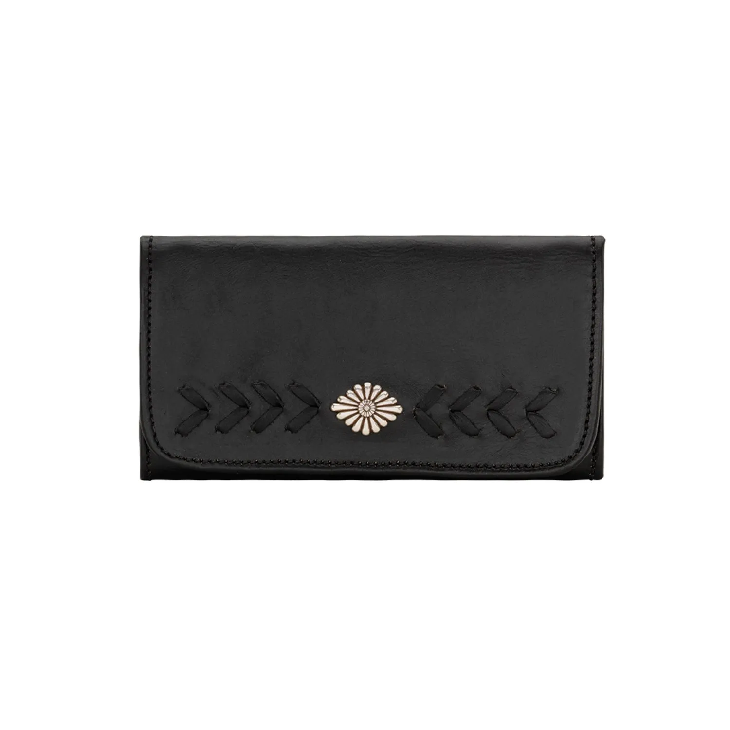 American West Womens Mohave Canyon Black Leather Trifold Wallet