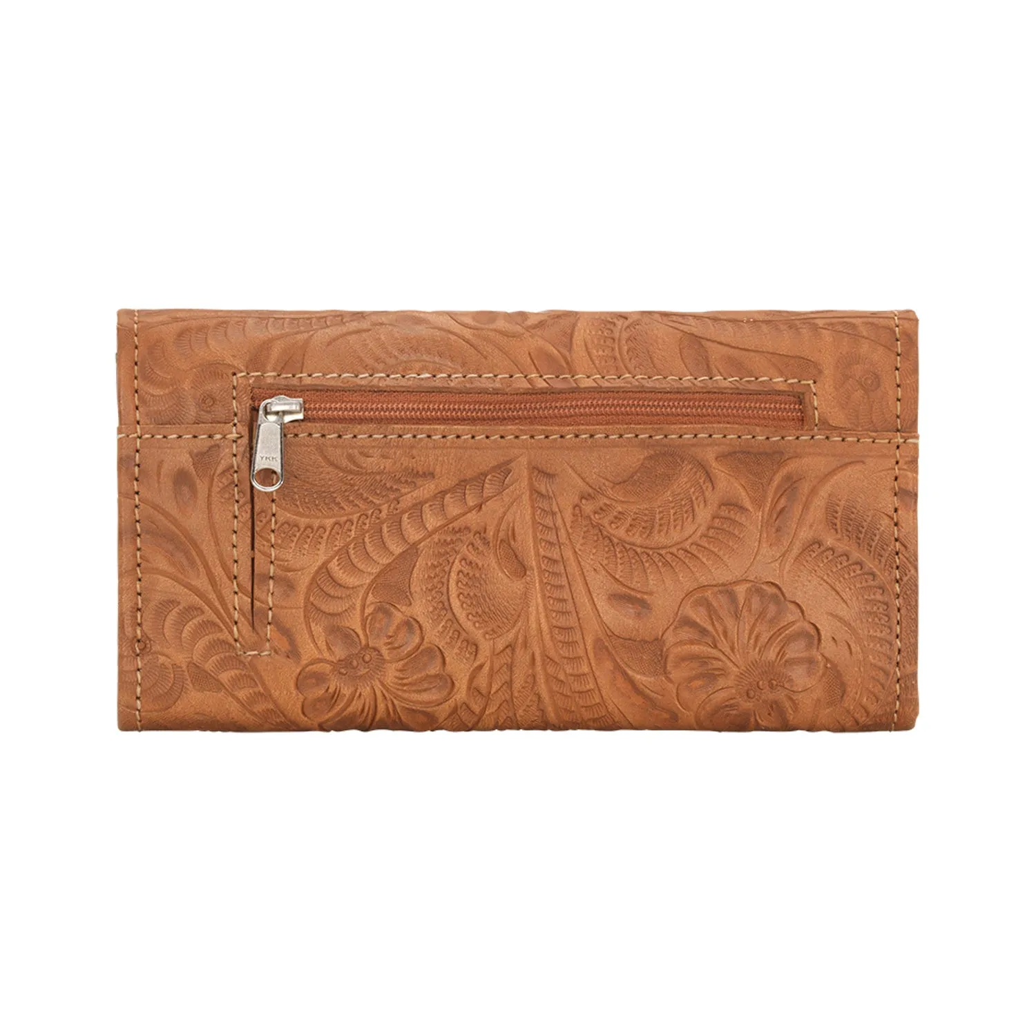 American West Womens Saddle Ridge Natural Tan Leather Trifold Wallet