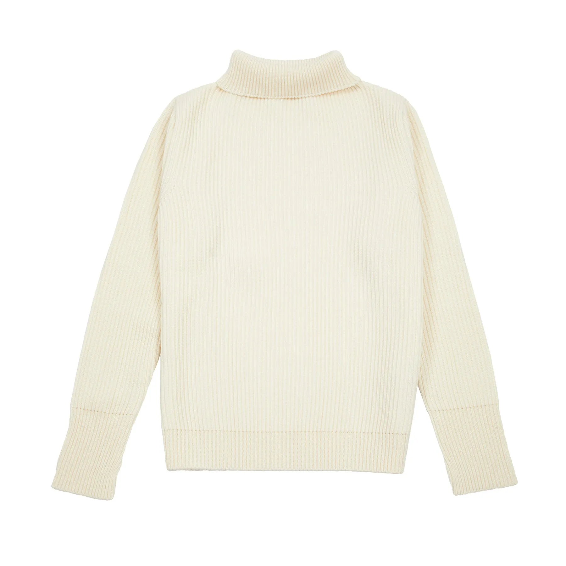 Andersen-Andersen Navy Turtle Neck Sweater in Off White