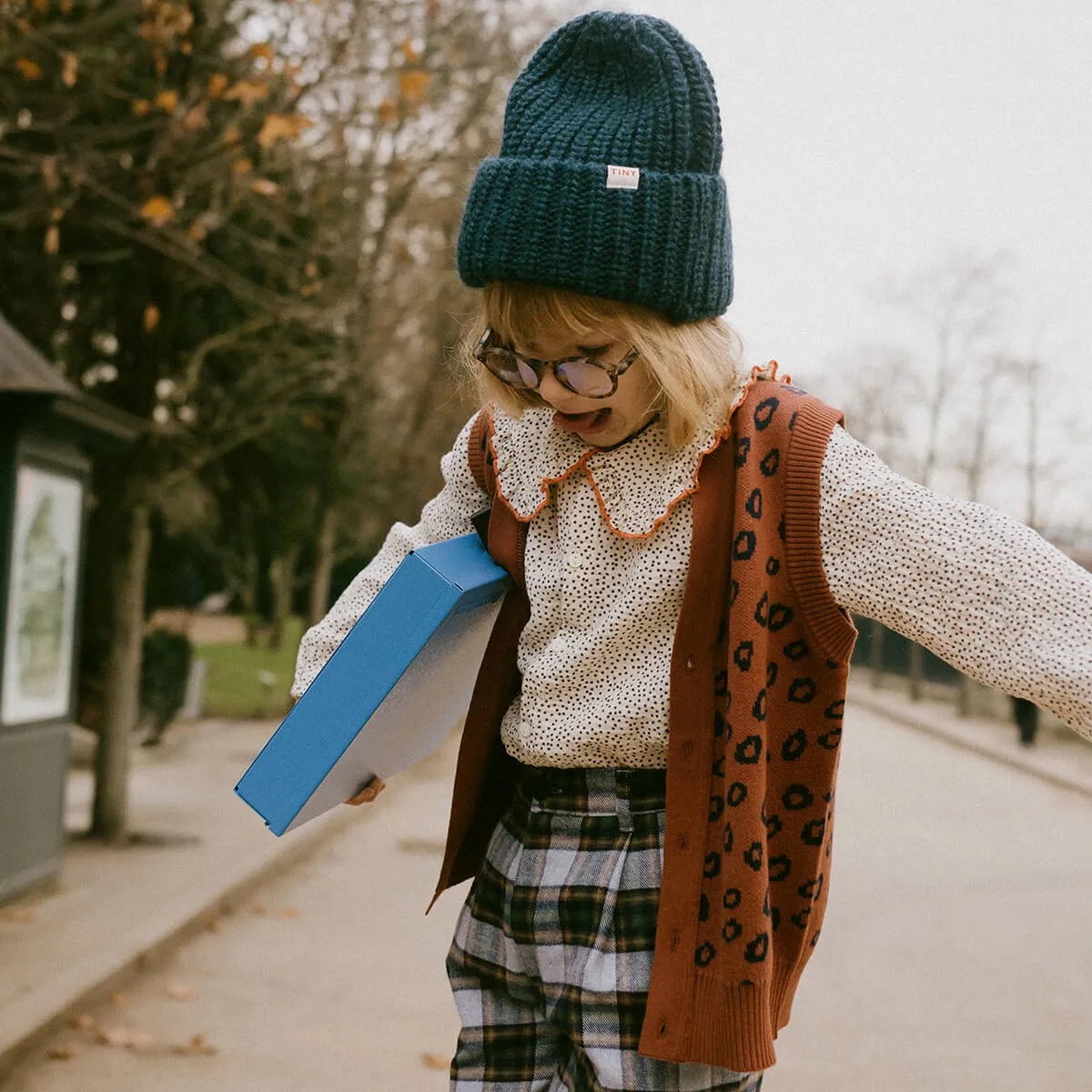 Animal Print Vest in Chestnut / Navy by Tinycottons - Last Ones In Stock - 3 Years