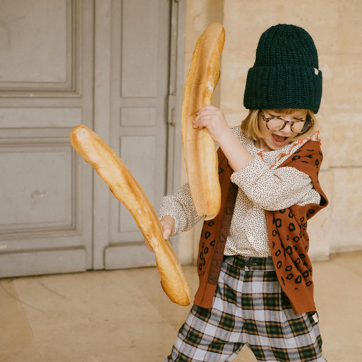 Animal Print Vest in Chestnut / Navy by Tinycottons - Last Ones In Stock - 3 Years