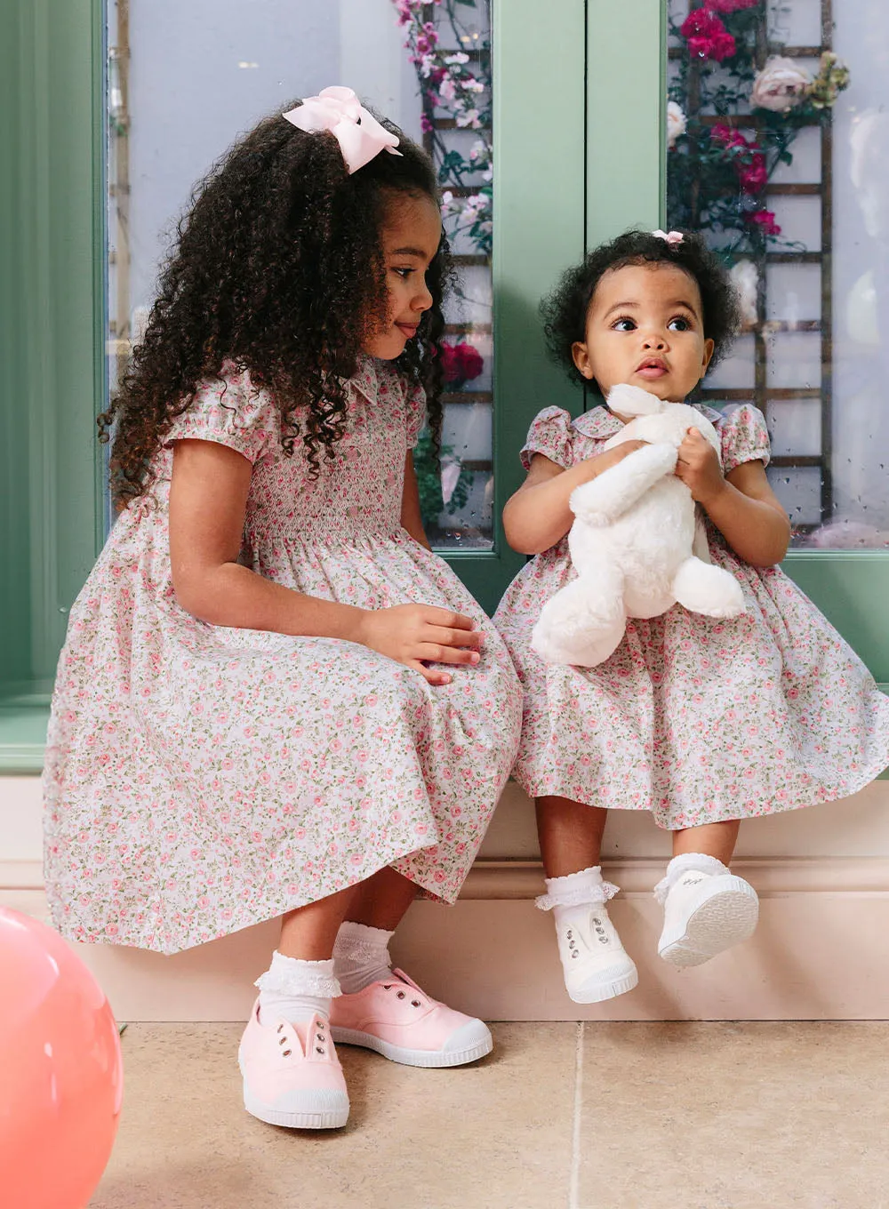 Baby Catherine Smocked Dress in Pink Rose