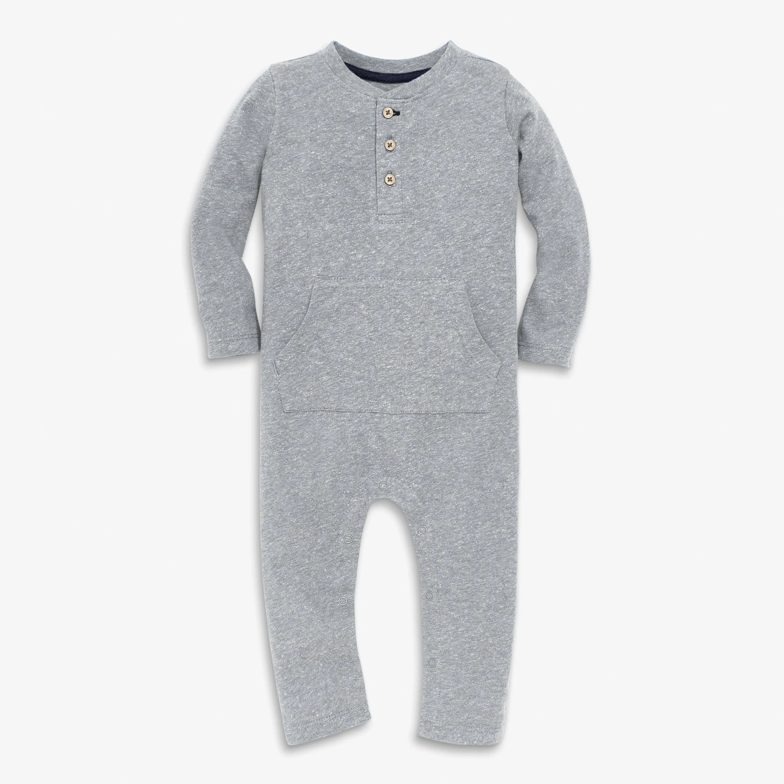 Baby heathered henley romper