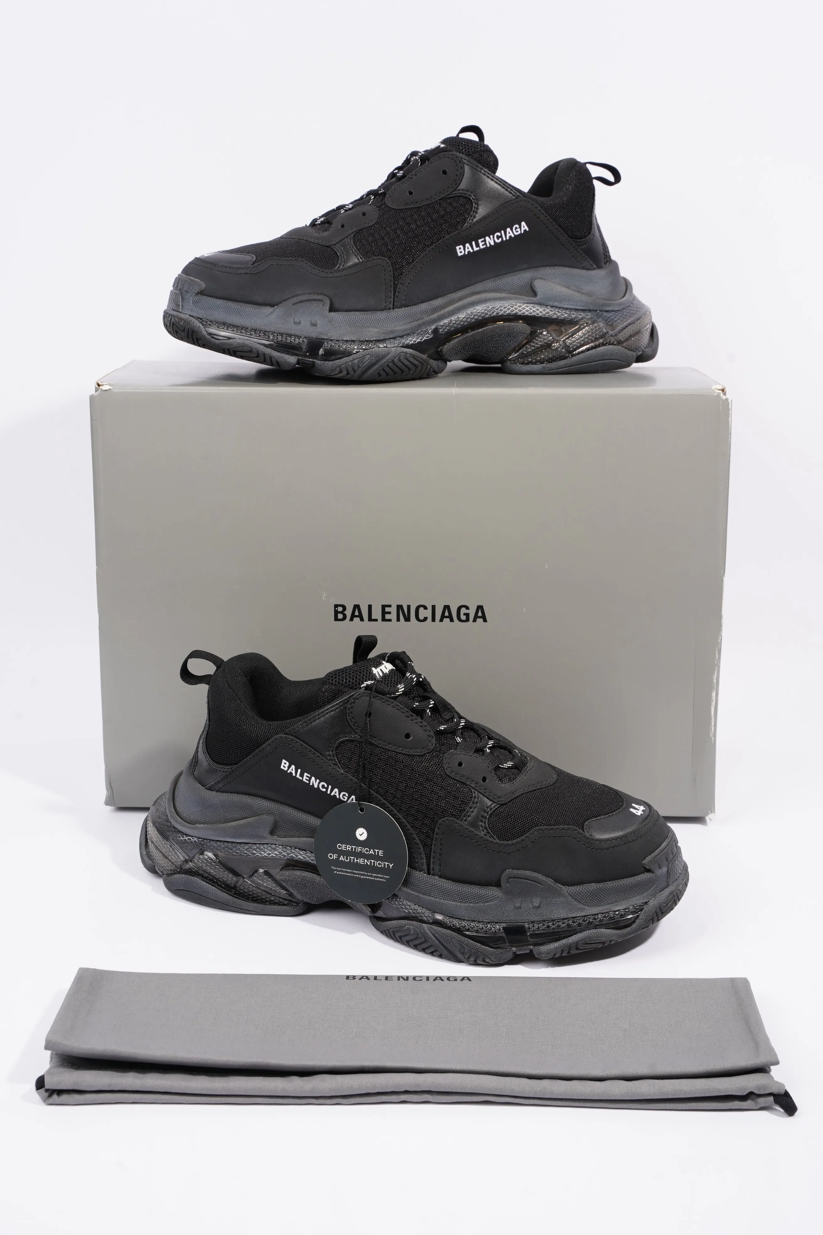 Balenciaga Mens Triple S Black / Clear Sole EU 44 / UK 10