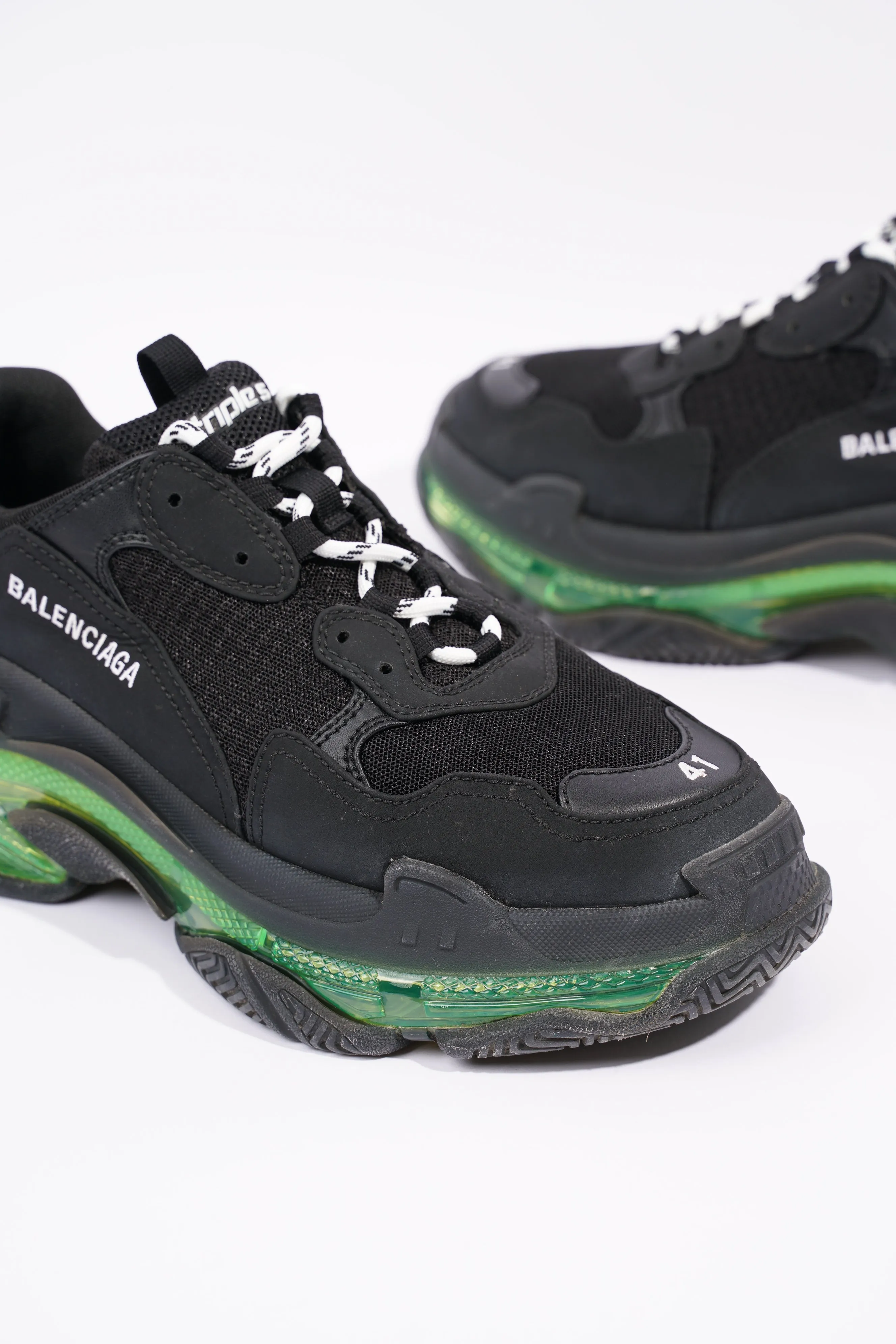 Balenciaga Mens Triple S Black / Green / Clear Sole EU 41 / UK 7