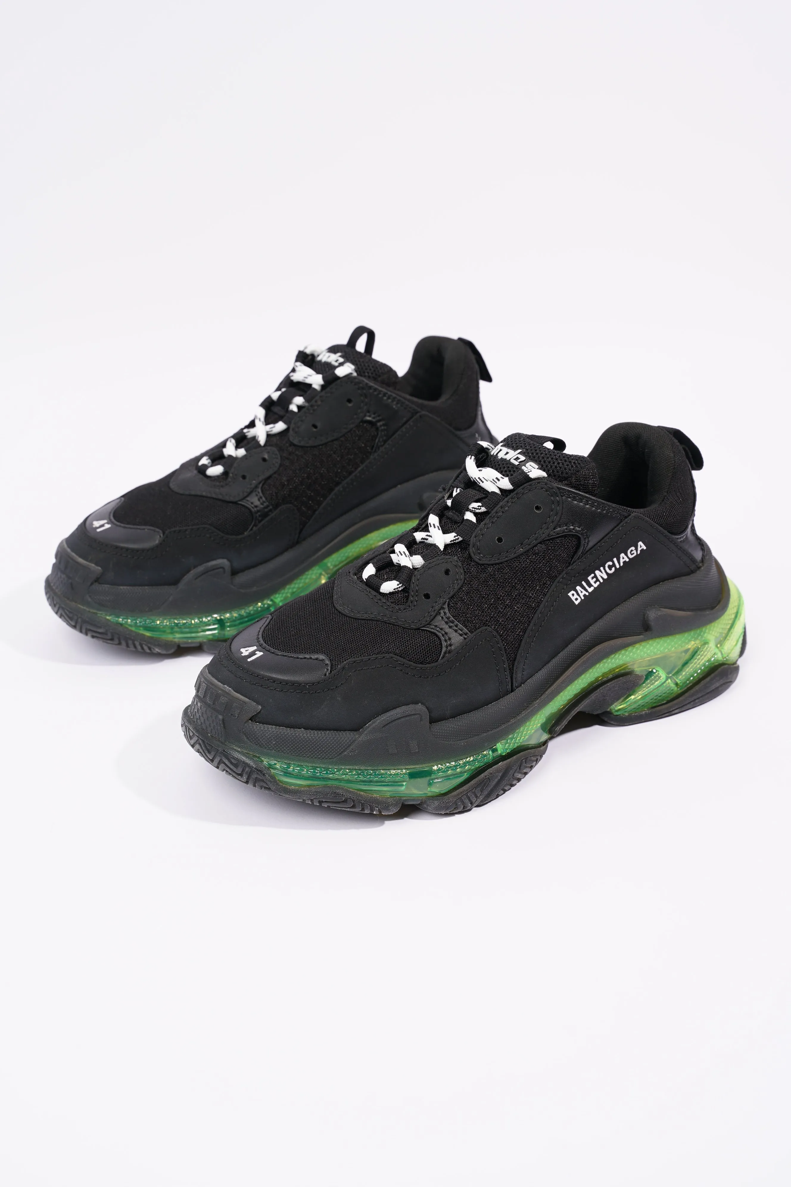 Balenciaga Mens Triple S Black / Green / Clear Sole EU 41 / UK 7