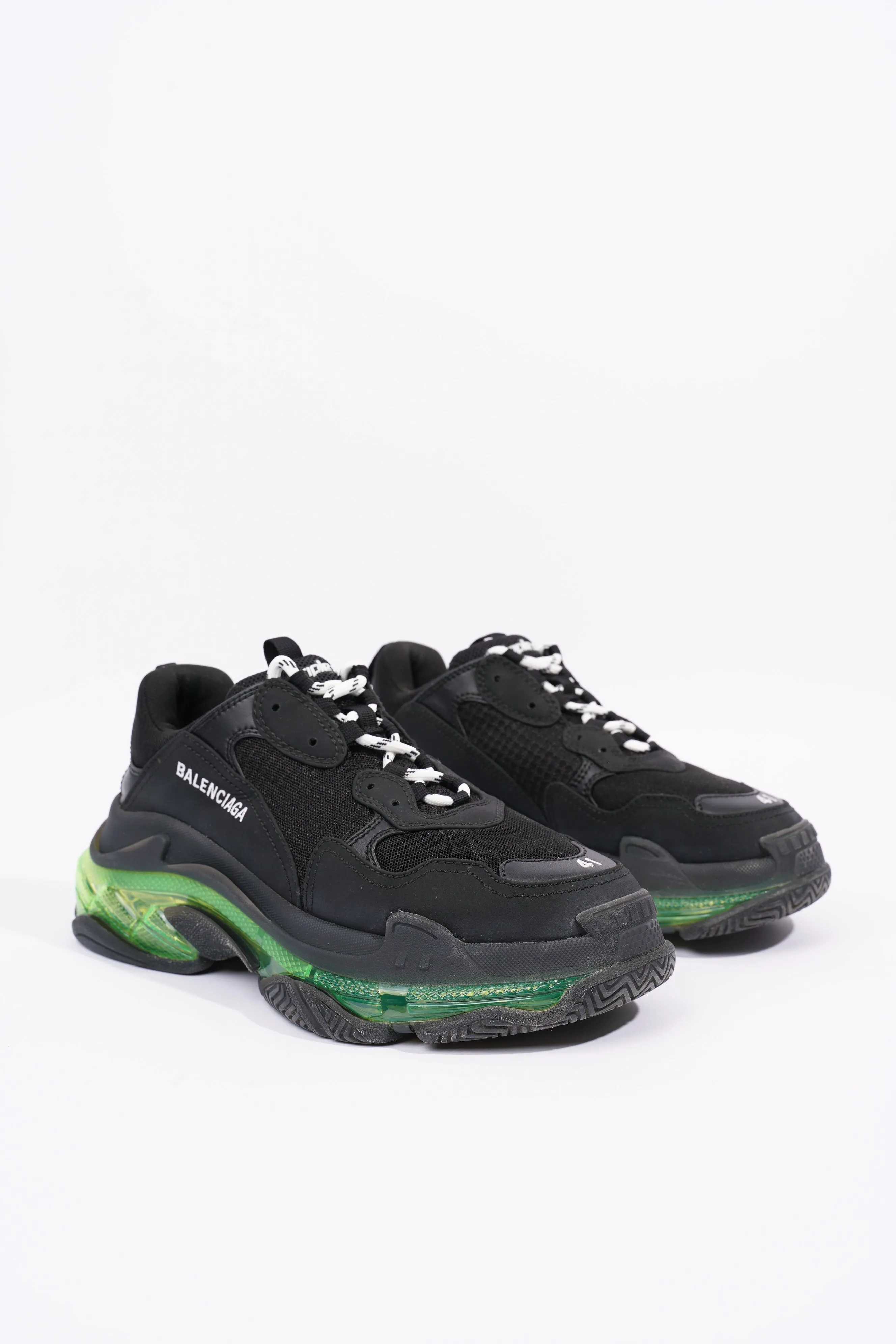 Balenciaga Mens Triple S Black / Green / Clear Sole EU 41 / UK 7