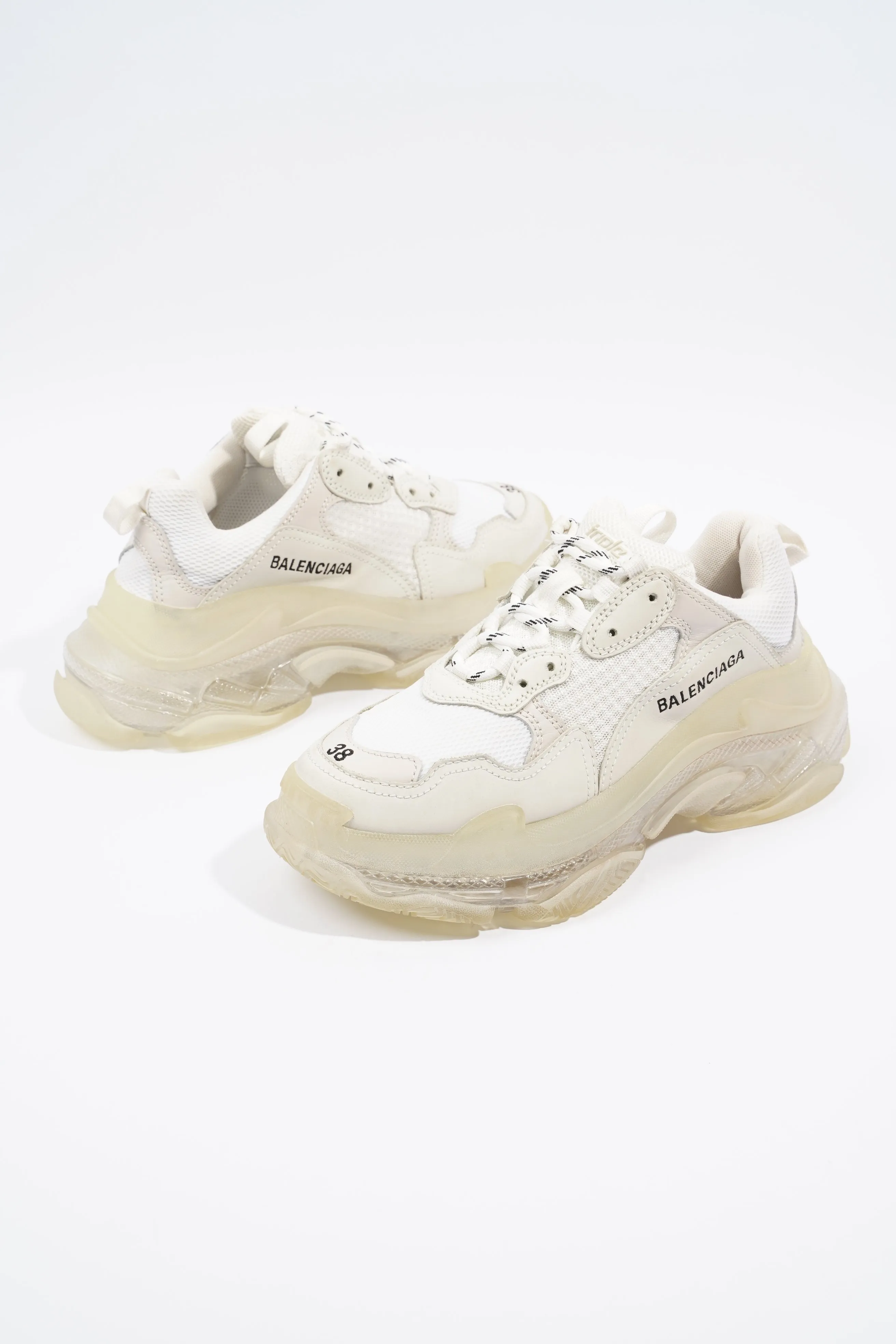 Balenciaga Triple S Clear Sole White Mesh EU 38 UK 5