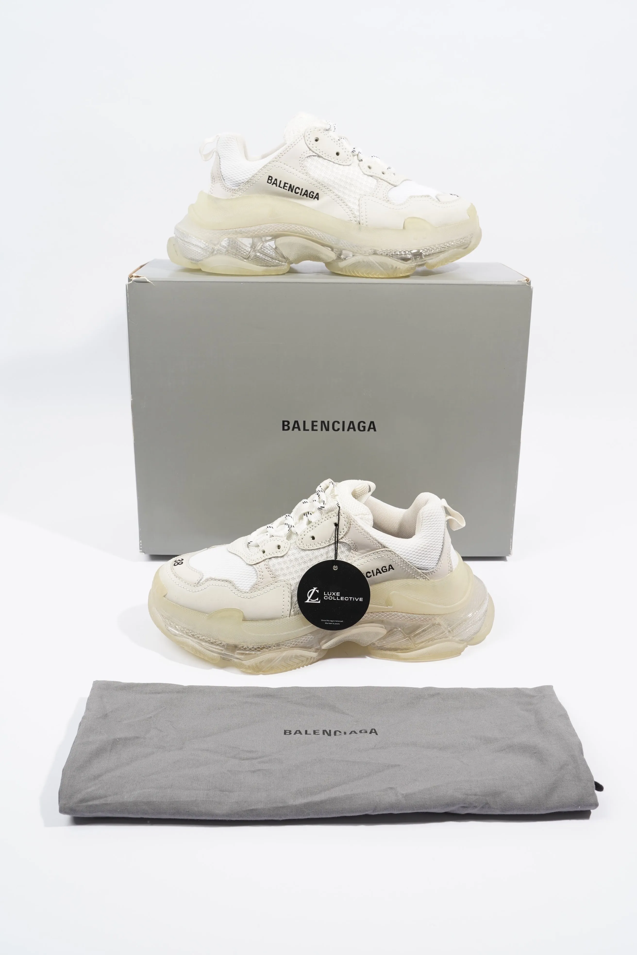 Balenciaga Triple S Clear Sole White Mesh EU 38 UK 5