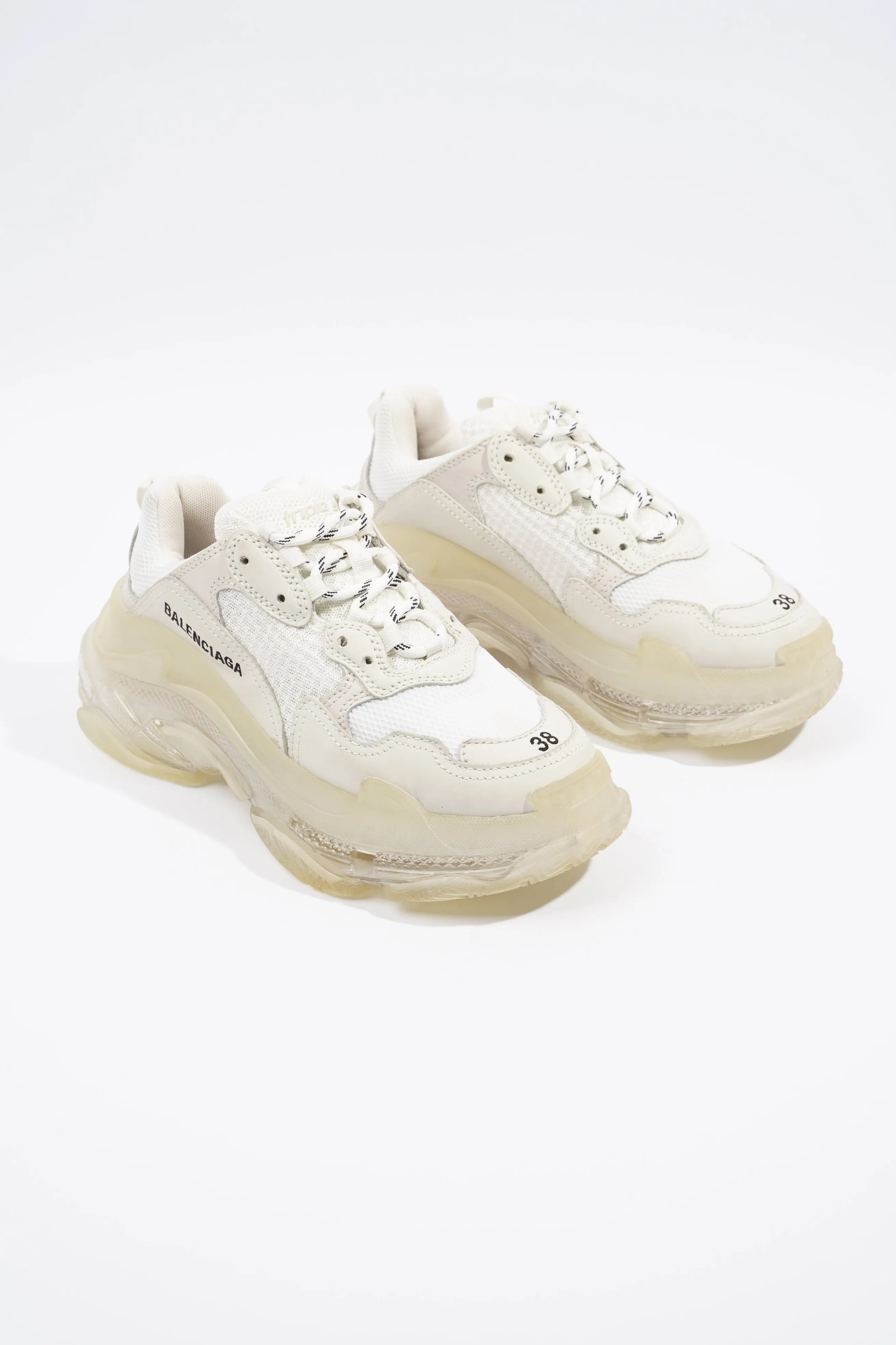 Balenciaga Triple S Clear Sole White Mesh EU 38 UK 5