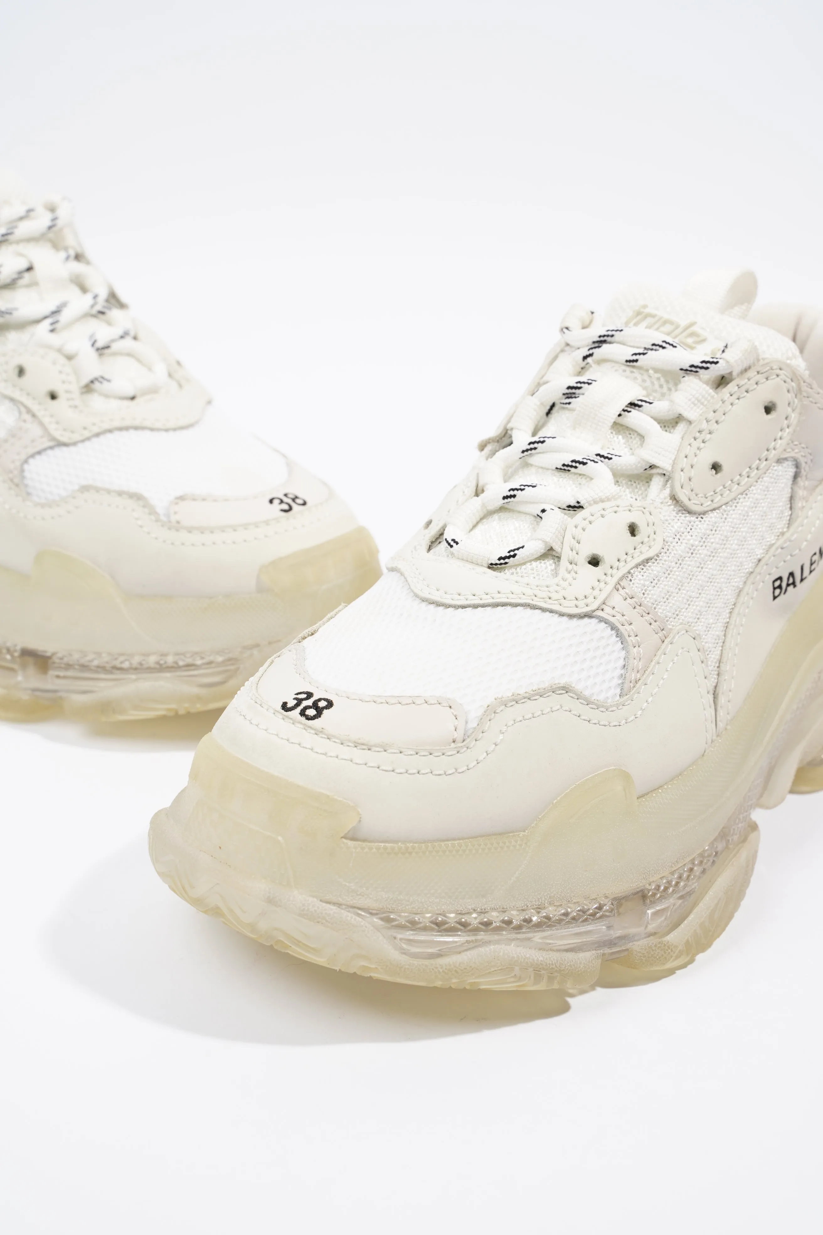 Balenciaga Triple S Clear Sole White Mesh EU 38 UK 5