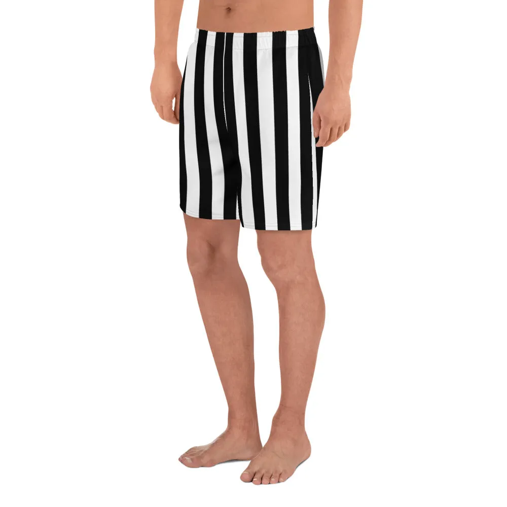 Beetlejuice Stripes - Men's Black and White Striped Athletic Lounge Shorts