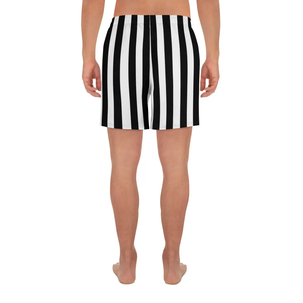 Beetlejuice Stripes - Men's Black and White Striped Athletic Lounge Shorts