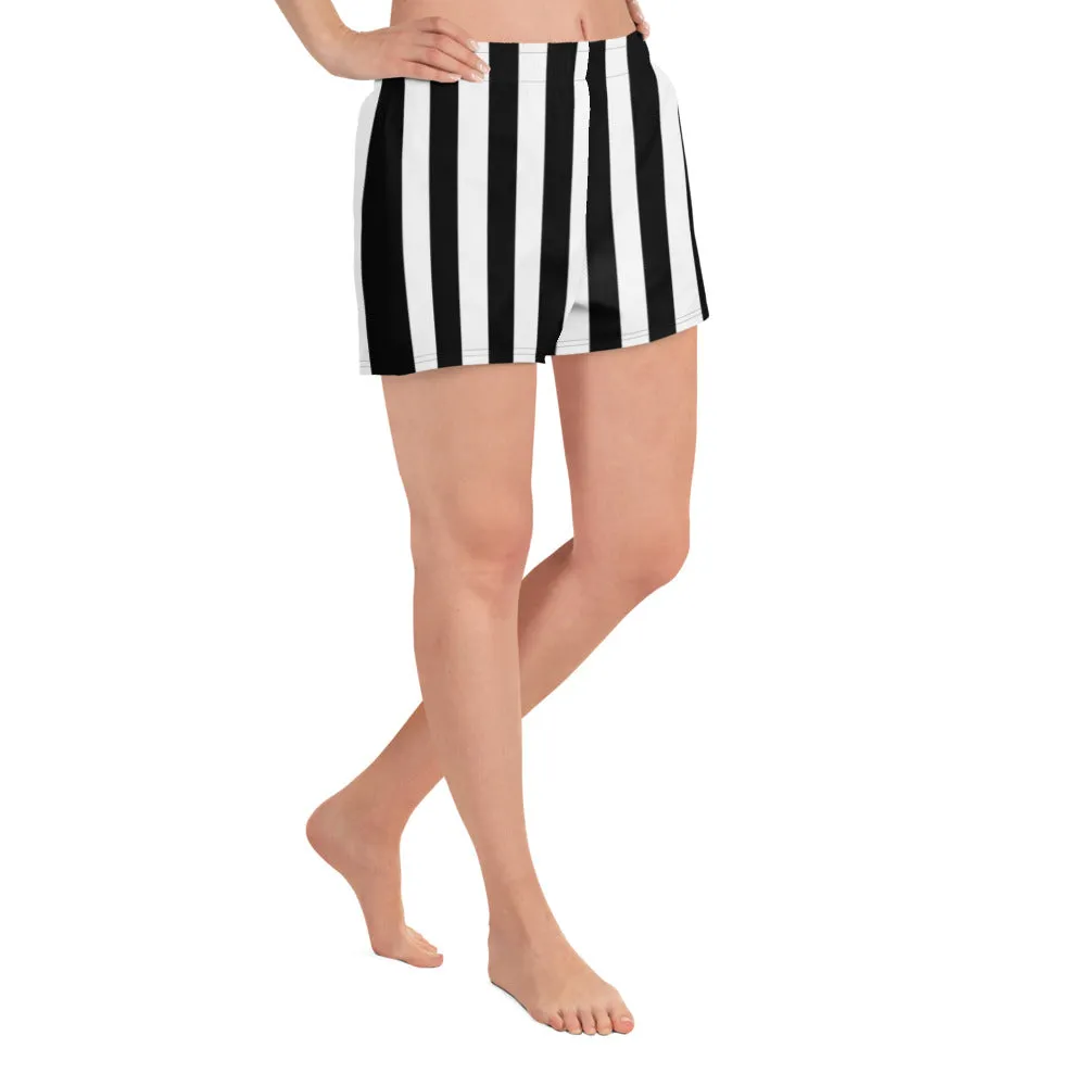 Beetlejuice Stripes - Women's Black and White Striped Athletic Lounge Shorts