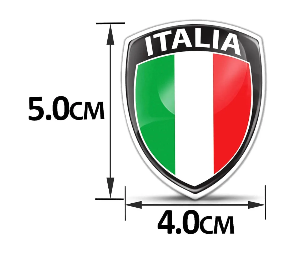 Biomar Labs 3D Domed Silicone Stickers Decals Car Motorcycle National Italy Italian Flag F 148