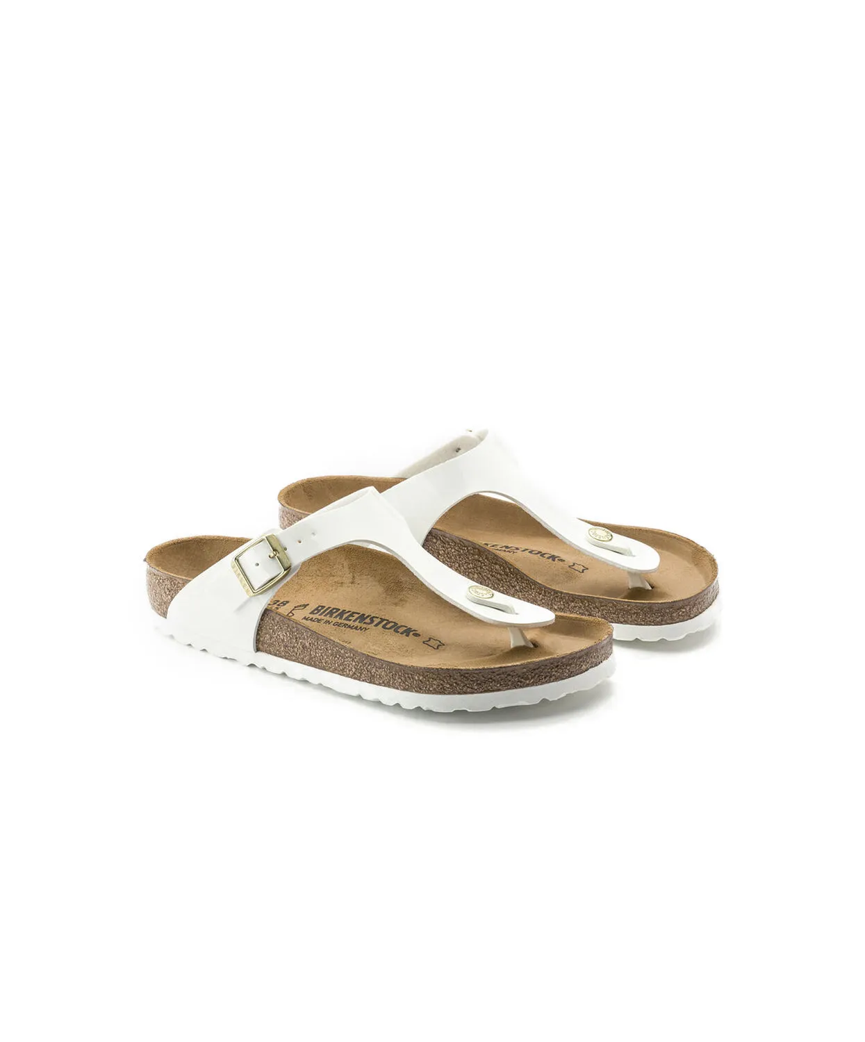 Birkenstock Gizeh Birko-Flor White Patent Sandals