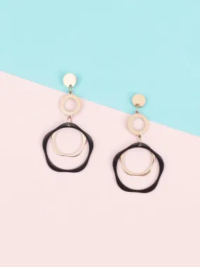 Black Huck Dangler Earrings