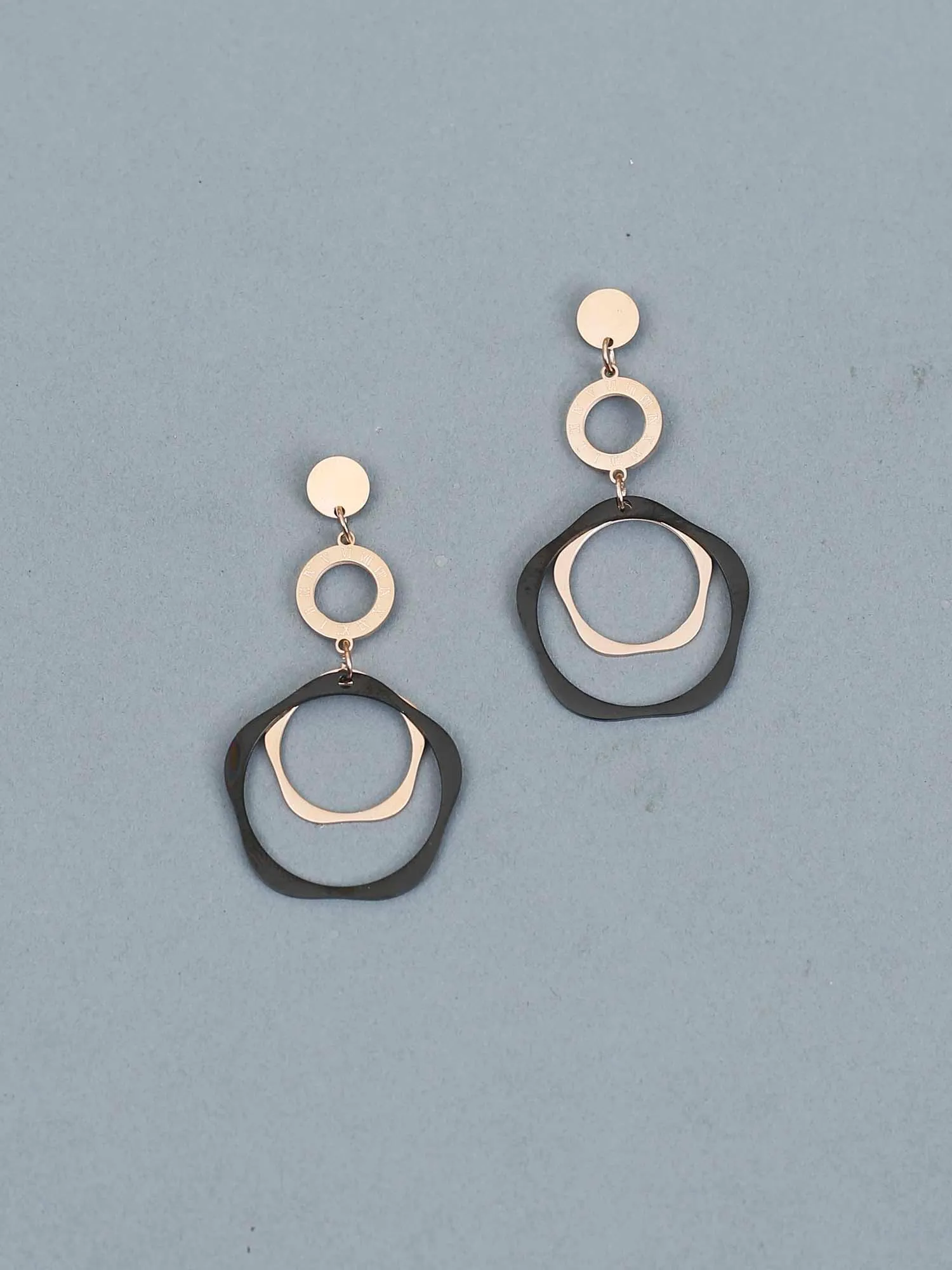 Black Huck Dangler Earrings