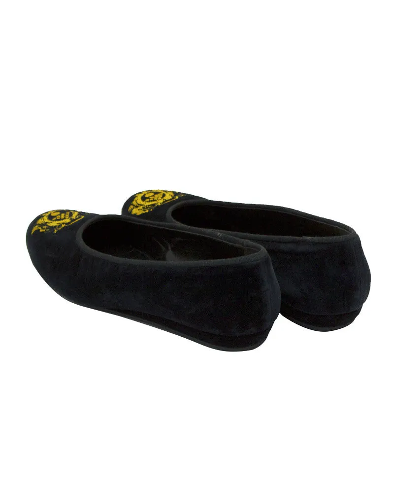 Black Velvet crested Ballet Slippers