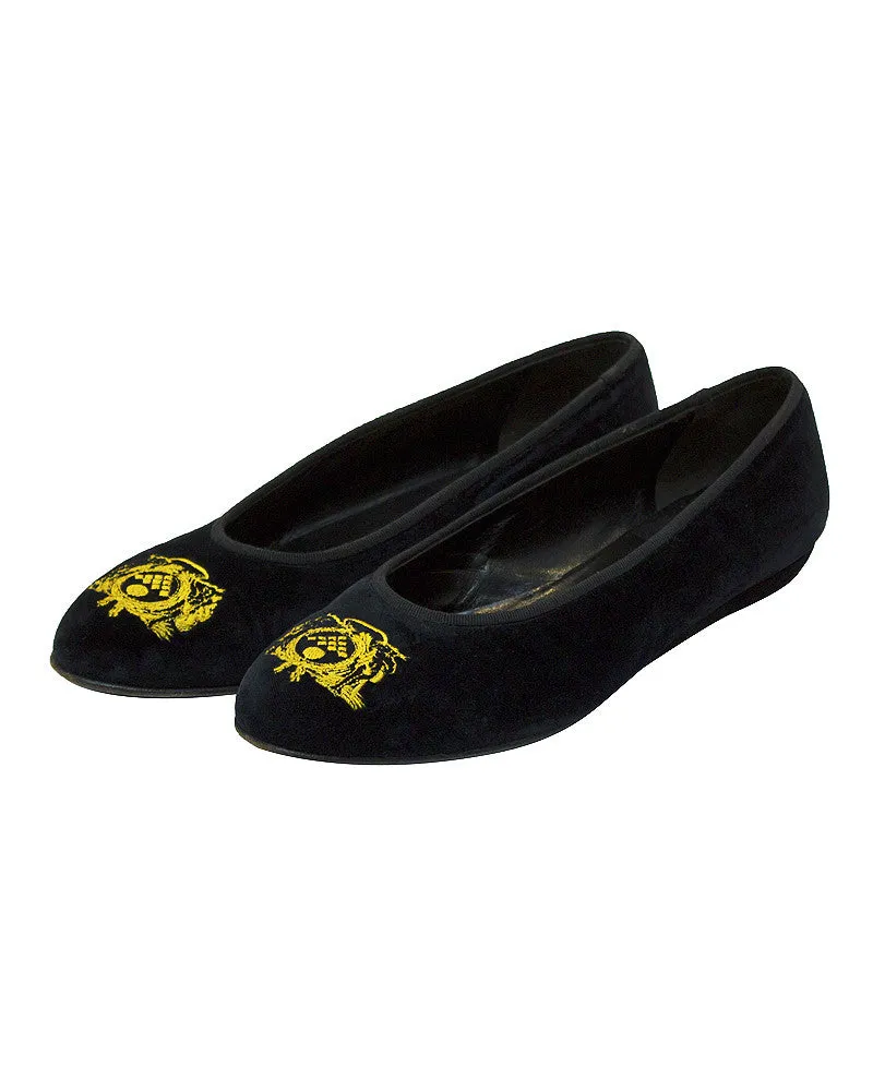 Black Velvet crested Ballet Slippers