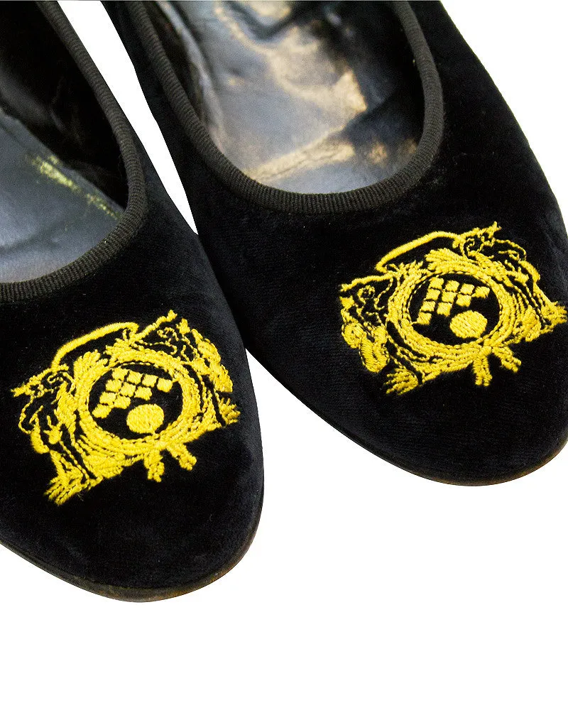 Black Velvet crested Ballet Slippers