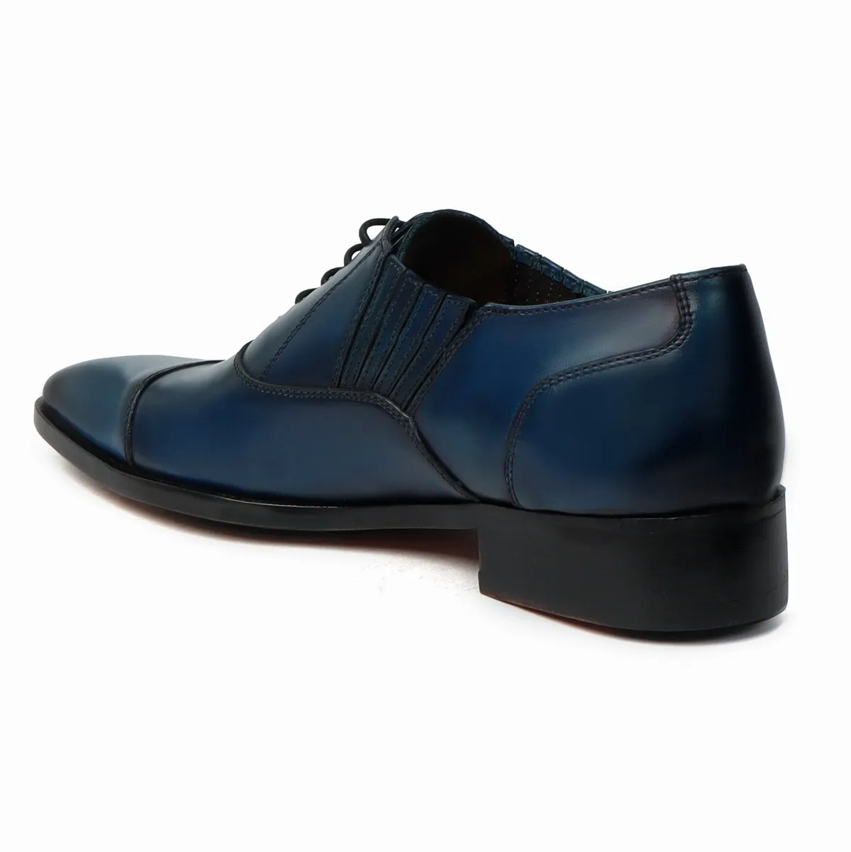 Blue Leather Side Elastic Lazy Men Oxfords by Brune & Bareskin