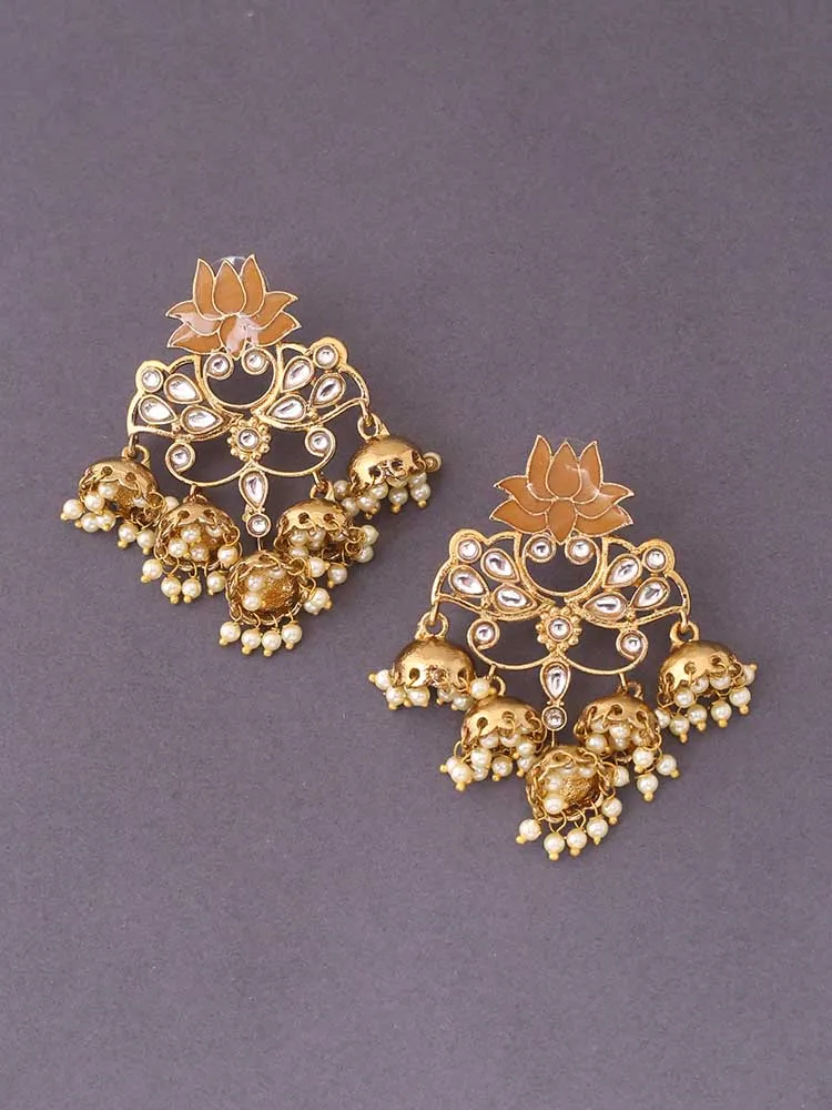 Brown Lotus Multiple Jhumkis