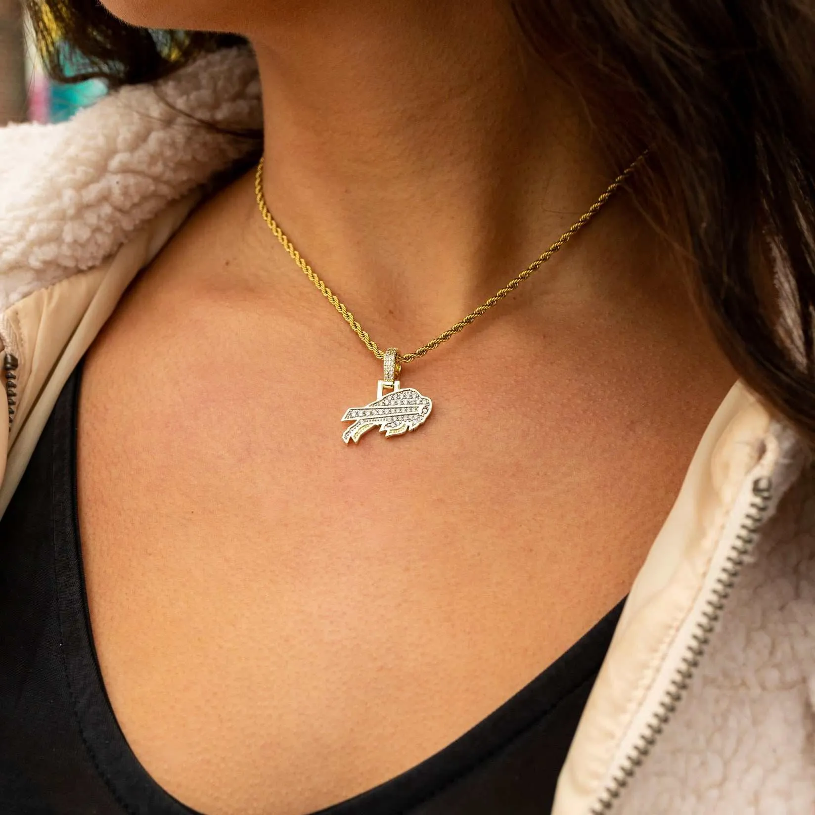 Buffalo Bills Micro Logo Pendant - Yellow Gold