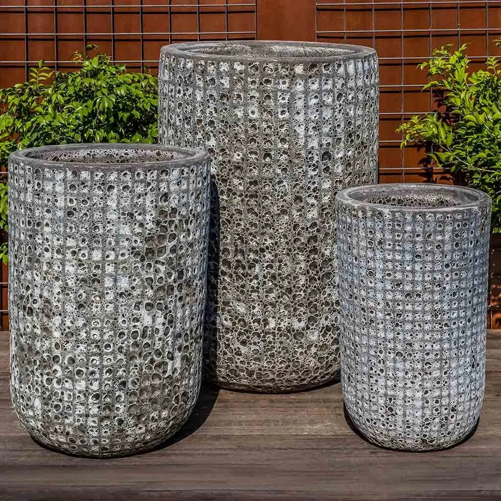 Campania International Fossil Grey Escada Tall Planter Set