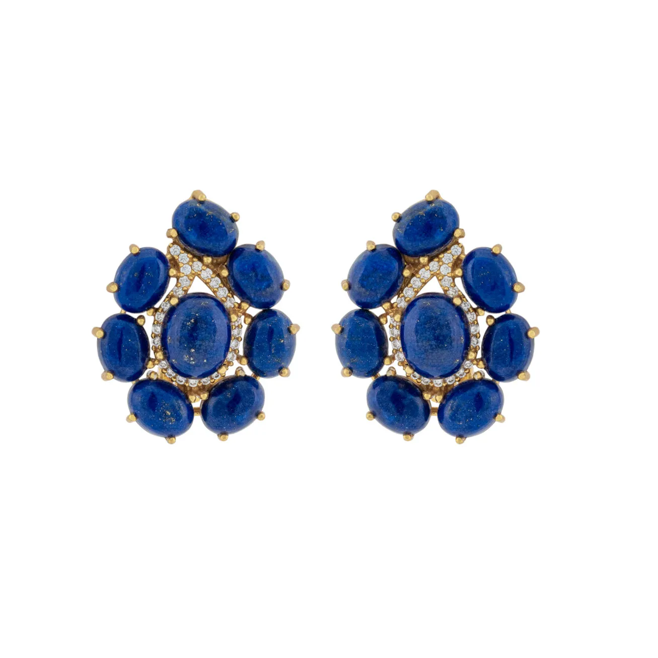 Carmella Earrings Lapis & Clear Crystal