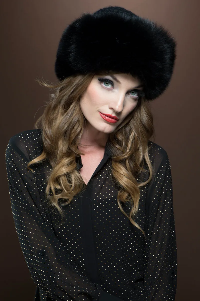 Cashmere Knit and Fox Fur Brim Hat