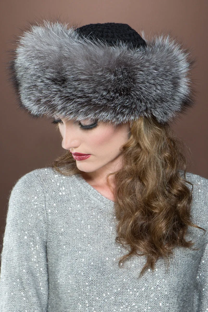 Cashmere Knit and Fox Fur Brim Hat