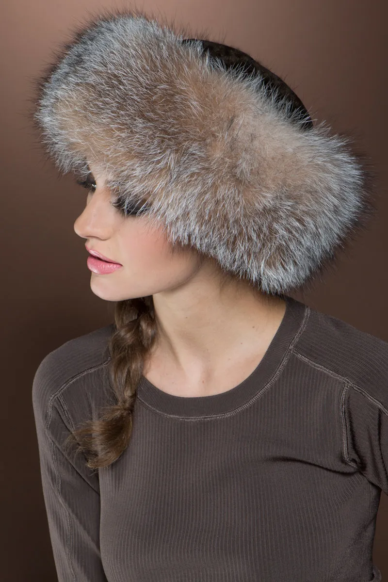 Cashmere Knit and Fox Fur Brim Hat