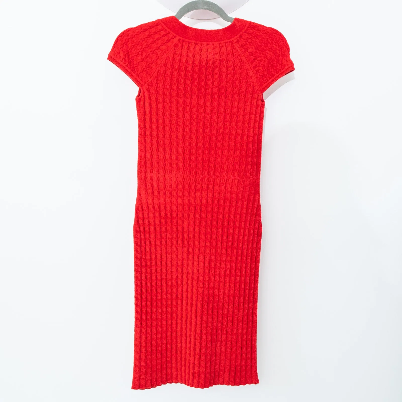 Chanel Red Boucle Knit Midi Dress