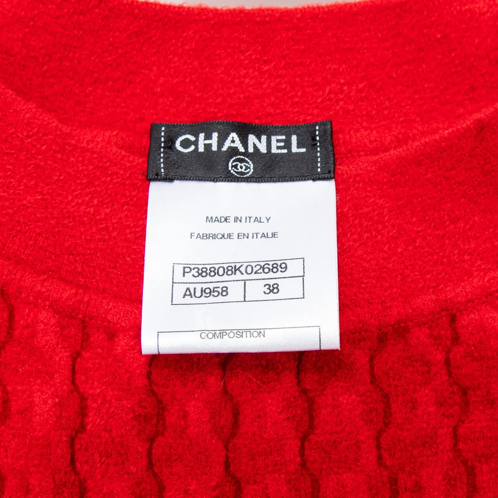 Chanel Red Boucle Knit Midi Dress