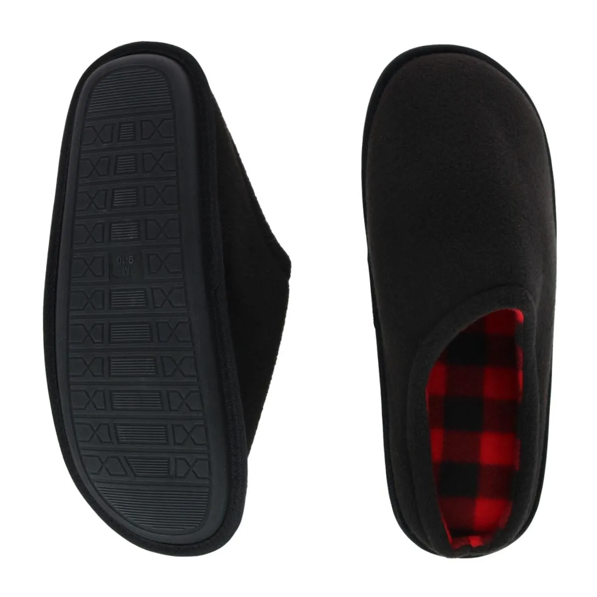 Clear Creek Men's Polar Fleece Plaid Scuff Slippers