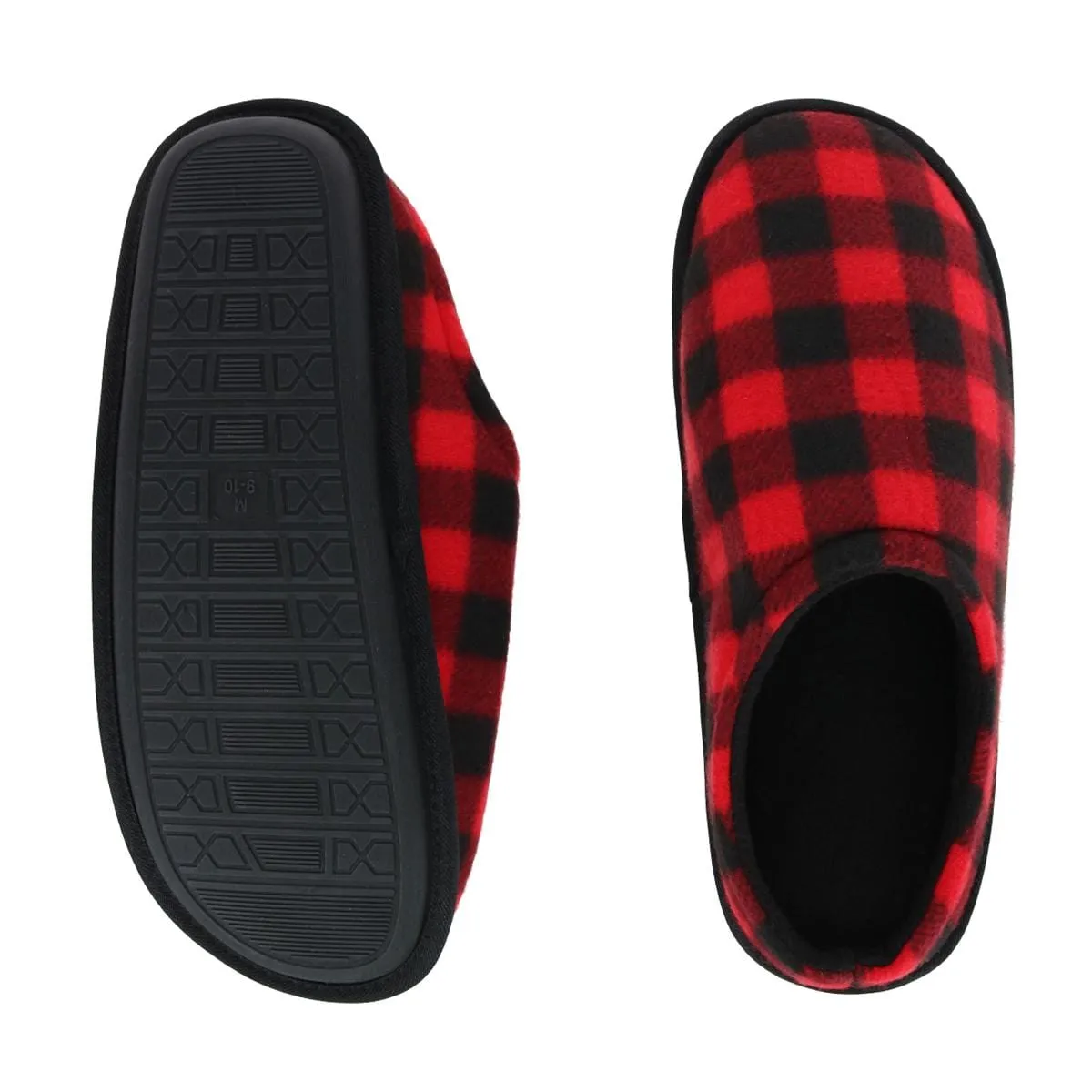 Clear Creek Men's Polar Fleece Plaid Scuff Slippers