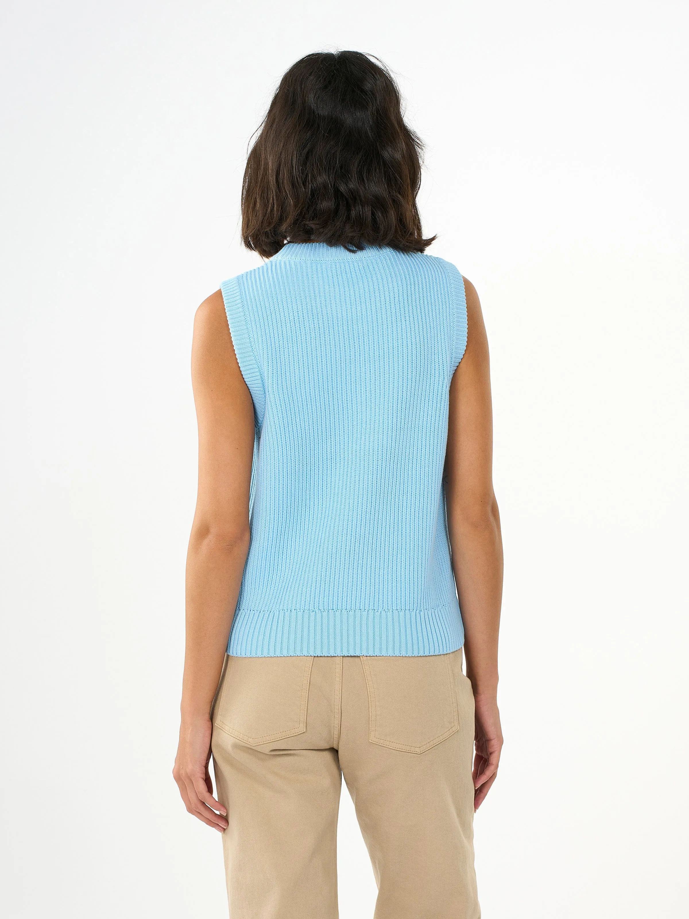 Crew neck cotton mix vest - Airy Blue